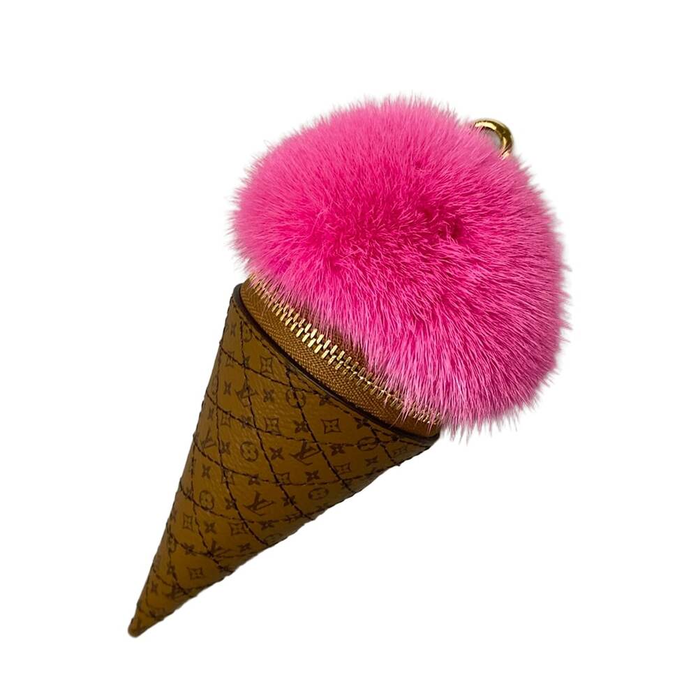 Louis Vuitton Bag Charm Pink Monogram Reverse Fur